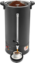 Commercial Electric Coffee Pot 25L Stainless Steel Coffee Urn, Hot Water Dispenser with Drip Tray for Cafes Offices, Black Coffee Maker No Temperature Control, Large Capacity Beverage Dispenser