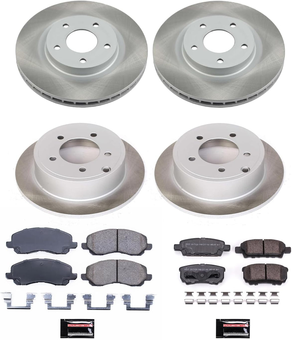 PowerStop Front and Rear Brake Kit for Chrysler 200 2011-14 |Sebring 2007-10 |Dodge Avenger 2008-14 |Caliber 2007-12 - Ceramic Brake Pads + Semi Coated Rotors Replacement, SC2840