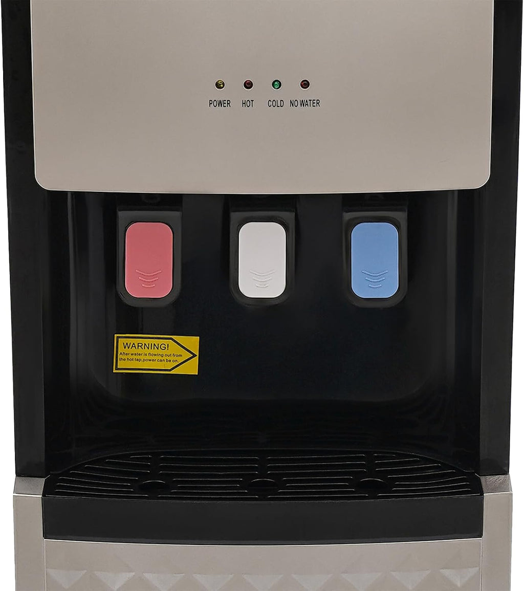 110V Bottom Loading Water Cooler Dispenser, Floor Standing Hot and Cold Water Dispenser with 3-Temperature Settings, Suitable for Home and Office (Silver Grey)