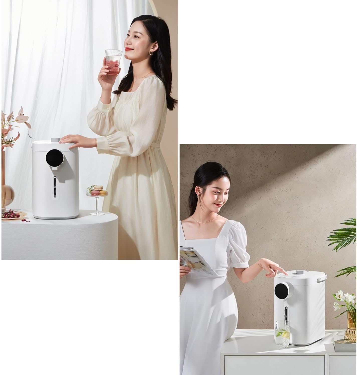 SinSed electric hot water dispenser electric kettle 5L capacity household thermal insulation desktop water boiler double layer multi-mode boiling water white/blue(Color:a), Size
