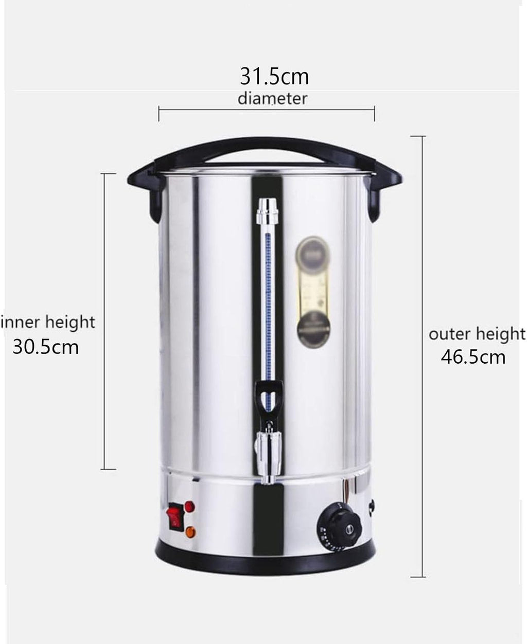 Electric Tea Urn,35L Commercial Stainless Steel Hot Water Urn Cateurn with Tap, Insulated Bucket for Coffee Water Milk