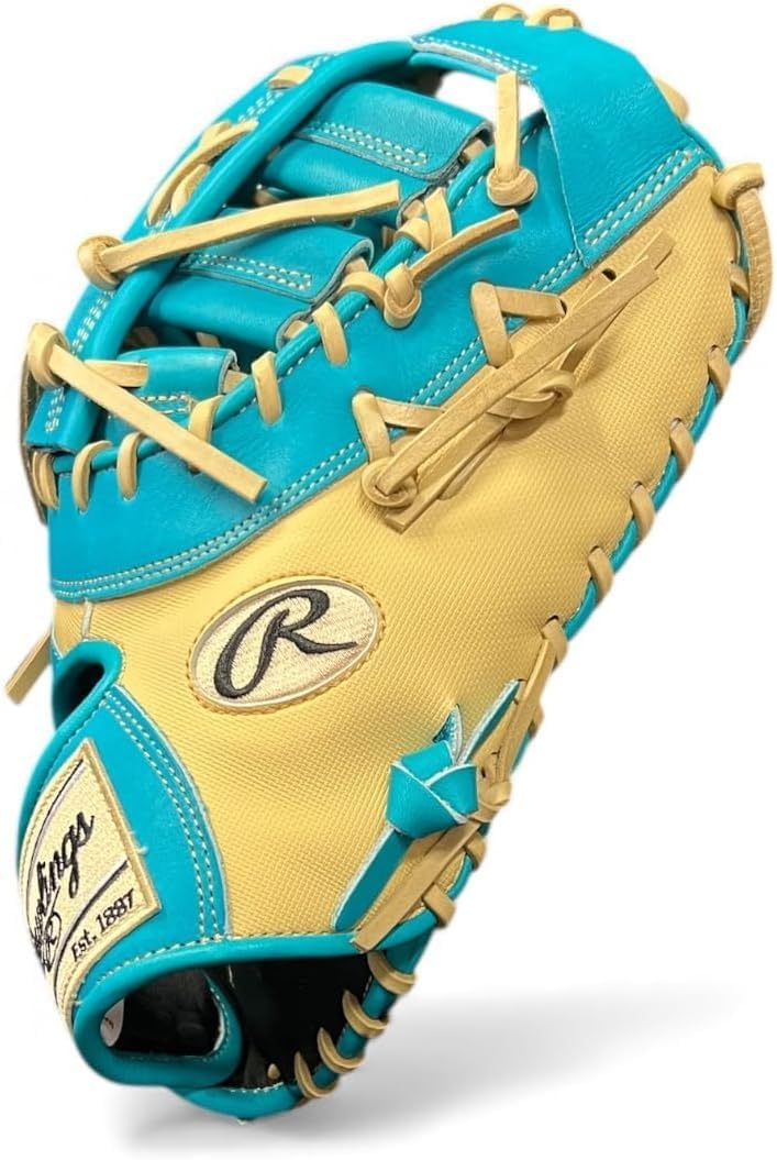 Rawlings Heart of the Hide Speed Shell Baseball Glove – Teal/Blonde – First Base Mitt & Catcher's Mitt – Pro HOH Leather – Lightweight – RHT & LHT Available