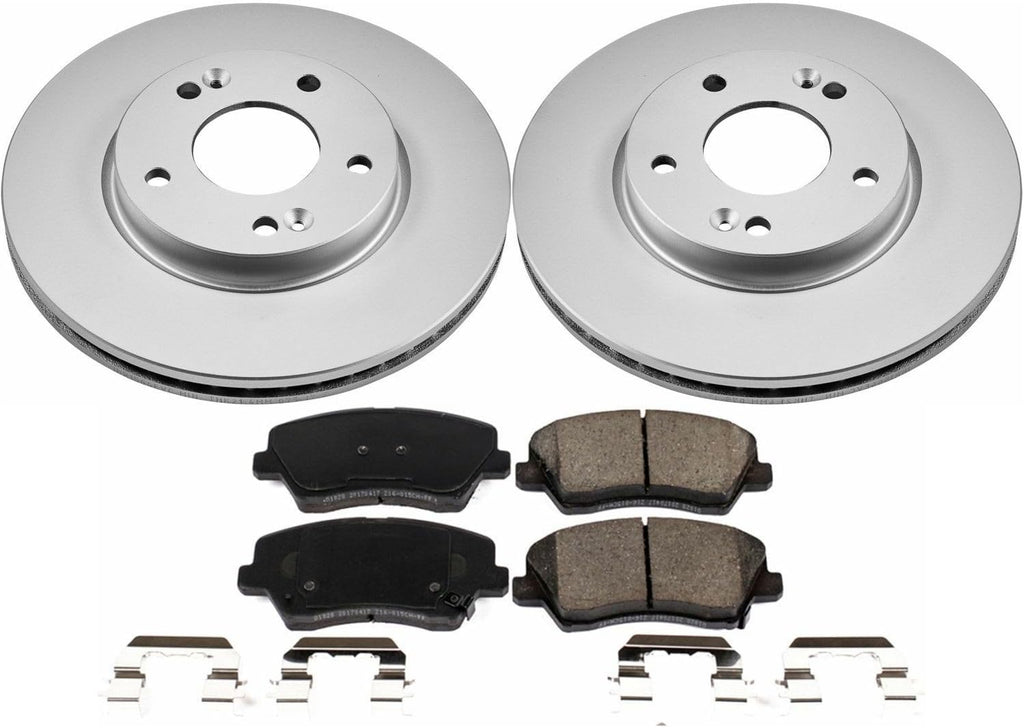 PowerStop Front Brake Kit for Hyundai Veloster 2016-17 |Veloster 2019-21 |Kia Forte 2017-18 |Forte5 2017-18 - Fully-Coated Disc Rotors with Z17 Ceramic Brake Pads Replacement, CRK7672