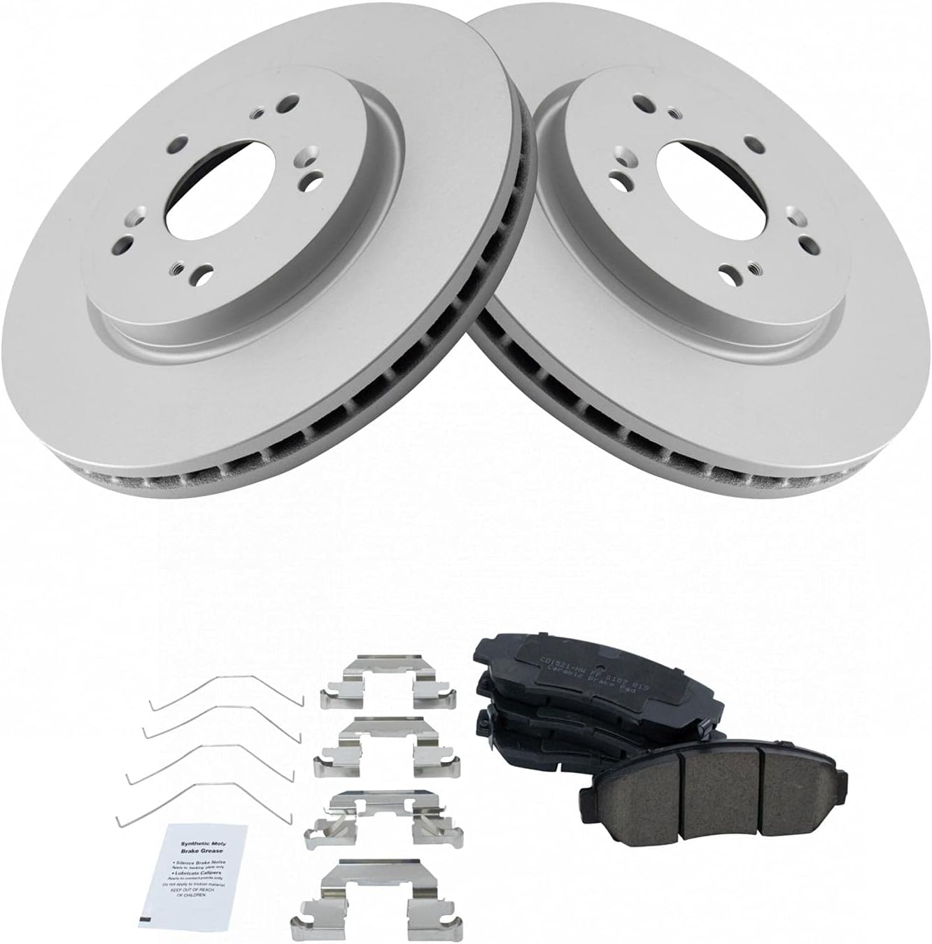 TRQ Front Brake Pad and Rotor Set Ceramic Vented Rotors Compatible with 2011 Honda Accord Crosstour 2012-2016 CR-V 2012-2015 Crosstour