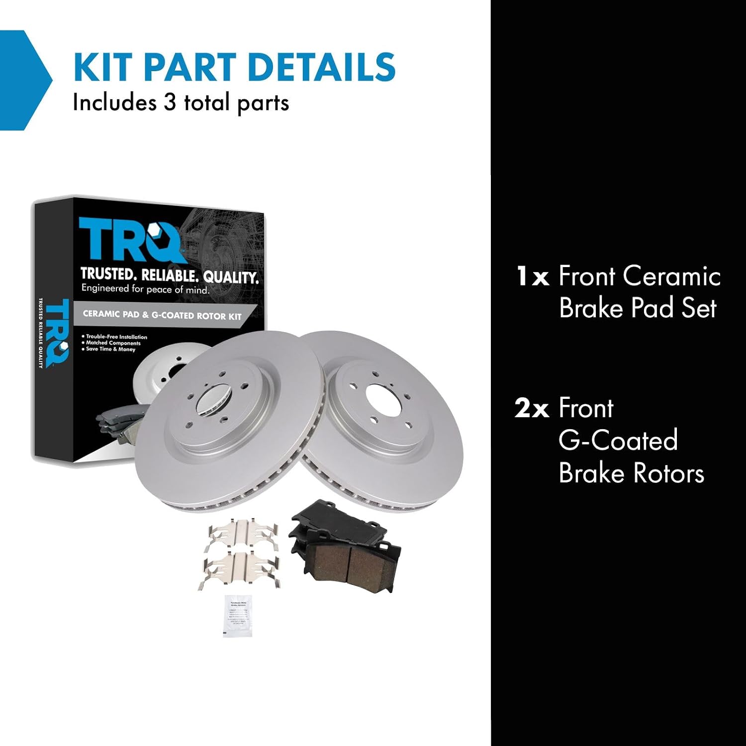 TRQ Front Brake Pad and Rotor Set Ceramic Coated Vented Rotors Compatible with 2008-2013 Infiniti G37 2014-2019 Q50 Q70 2009-2013 FX50 2011-2013 M37 M56 2014 QX70 2014-2015 Q60 2009-2020 Nissan 370Z