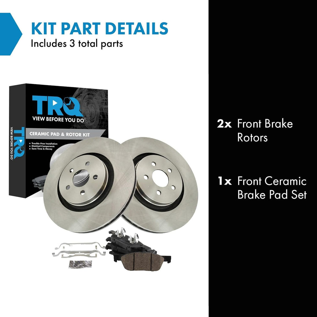 TRQ Front Brake Pad and Rotor Set Ceramic Vented Rotors Compatible with 2015-2018 Ford Edge 2017-2018 Fusion 2017-2020 Lincoln Continental 2016-2018 MKX 2019-2020 Nautilus
