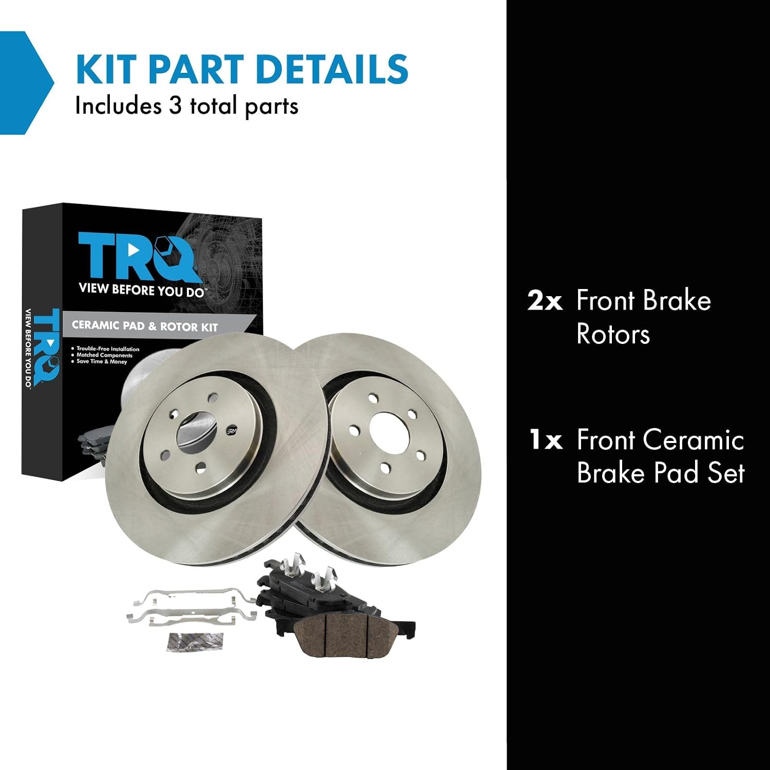 TRQ Front Brake Pad and Rotor Set Ceramic Vented Rotors Compatible with 2015-2018 Ford Edge 2017-2018 Fusion 2017-2020 Lincoln Continental 2016-2018 MKX 2019-2020 Nautilus