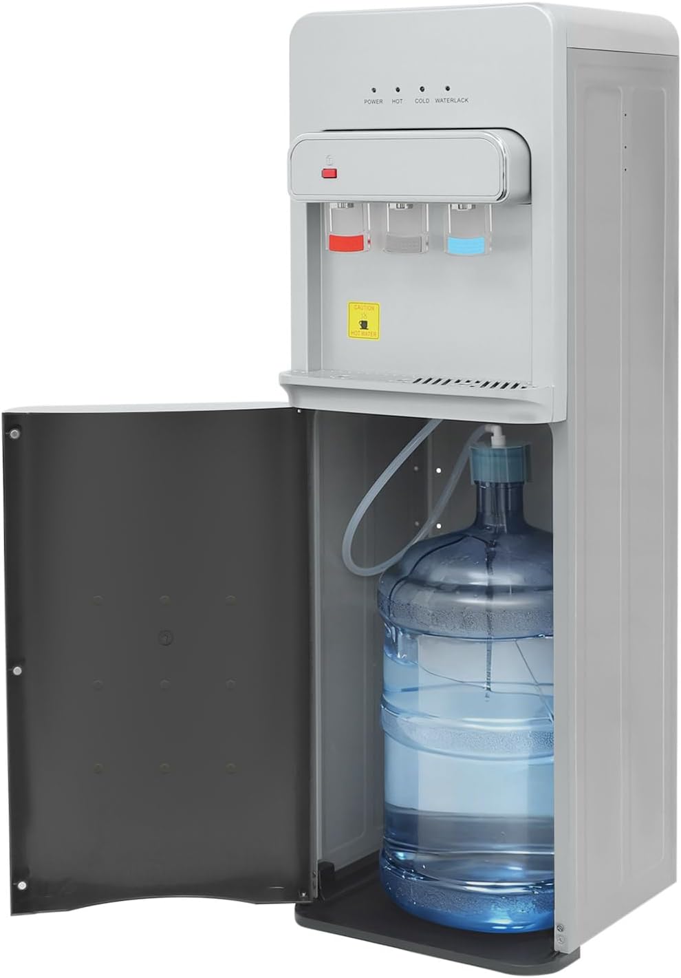 Bottom Loading Water Cooler Dispenser for 3 or 5 Gal Bottles Hot, Cold & Room Water 3 Temperature Settings Water Dispenser with Child Lock Cooling 50°F-59°F for Home Use(Silver 2)
