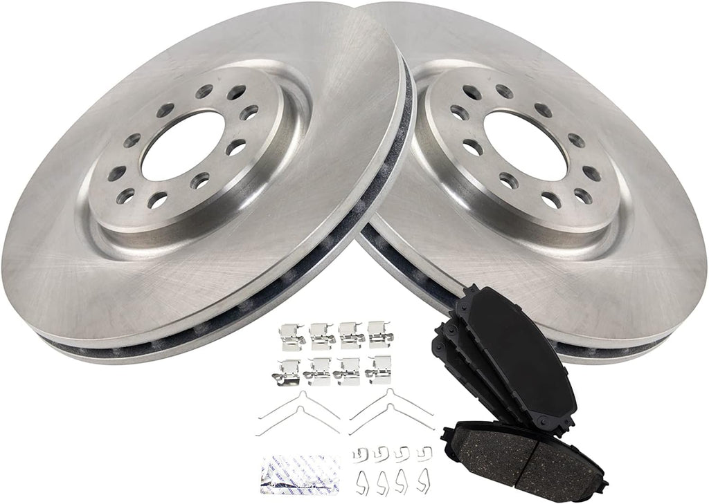 TRQ Front Ceramic Brake Pad and Rotor Set 12.99 in 5-Lug for 2016-2021 Jeep Cherokee with 330 mm Diameter Front Rotors with Dual Piston Calipers