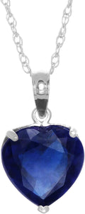 Galaxy Gold GG 4.3 Carat 14k Solid Gold Necklace with Natural Heart Shaped 10 mm Sapphire