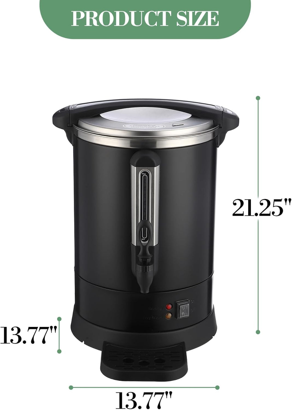 Takywep 80-Cup Commercial Coffee Urn & Hot Water Dispenser, 12L Stainless Steel Electric Beverage Maker with Double Wall Insulation, Large Capacity Coffee Brewer for Catering, Weddings & Events