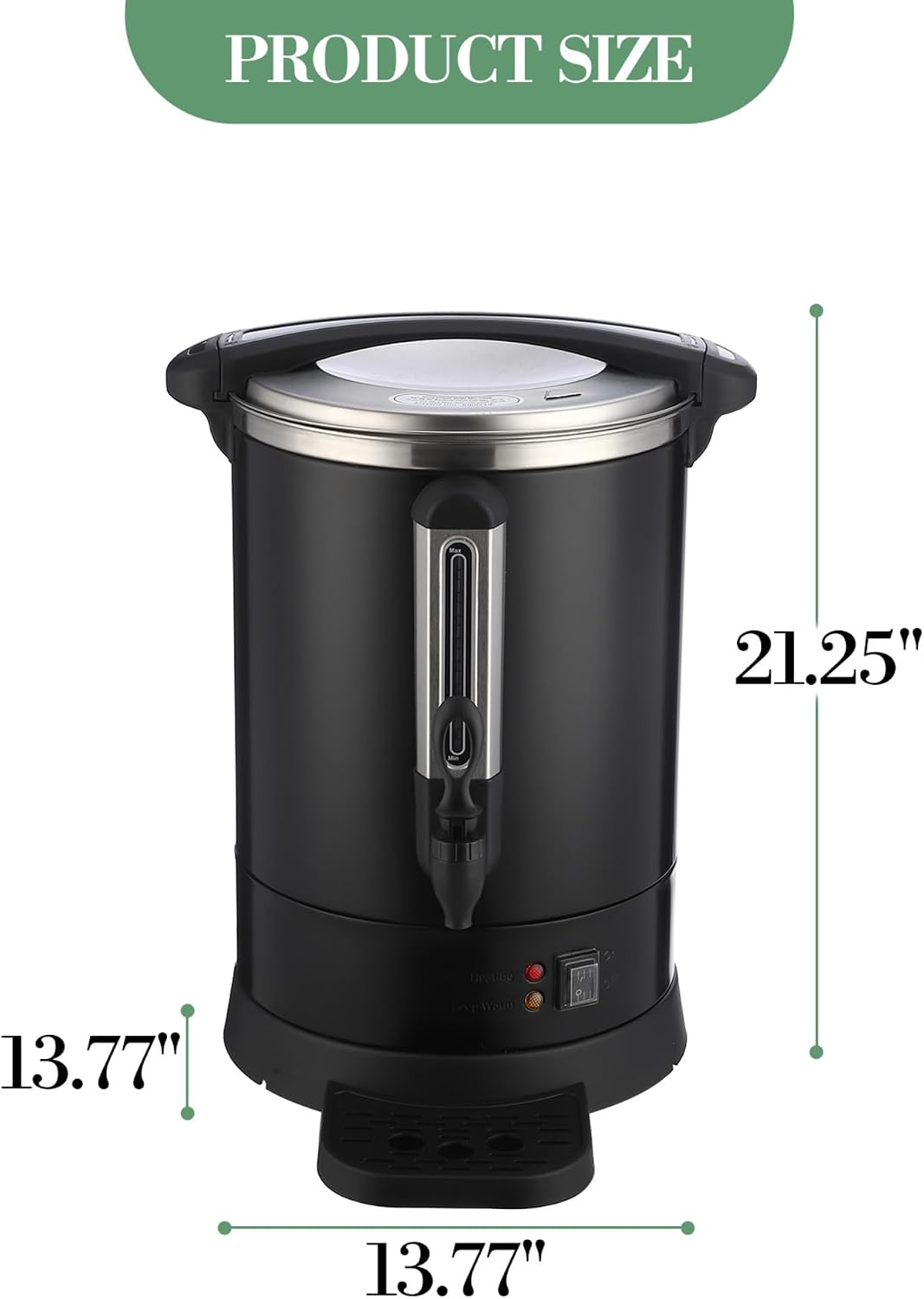 Takywep 80-Cup Commercial Coffee Urn & Hot Water Dispenser, 12L Stainless Steel Electric Beverage Maker with Double Wall Insulation, Large Capacity Coffee Brewer for Catering, Weddings & Events