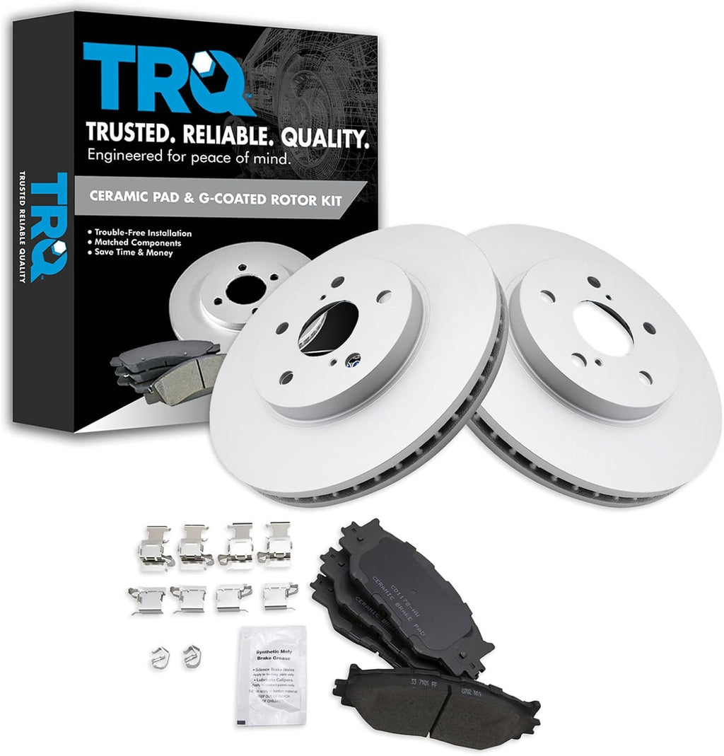 TRQ Front Brake Pad and Rotor Set Ceramic G Coated Rotors Compatible with 2006-2008 Lexus IS250 2014-2015 IS250
