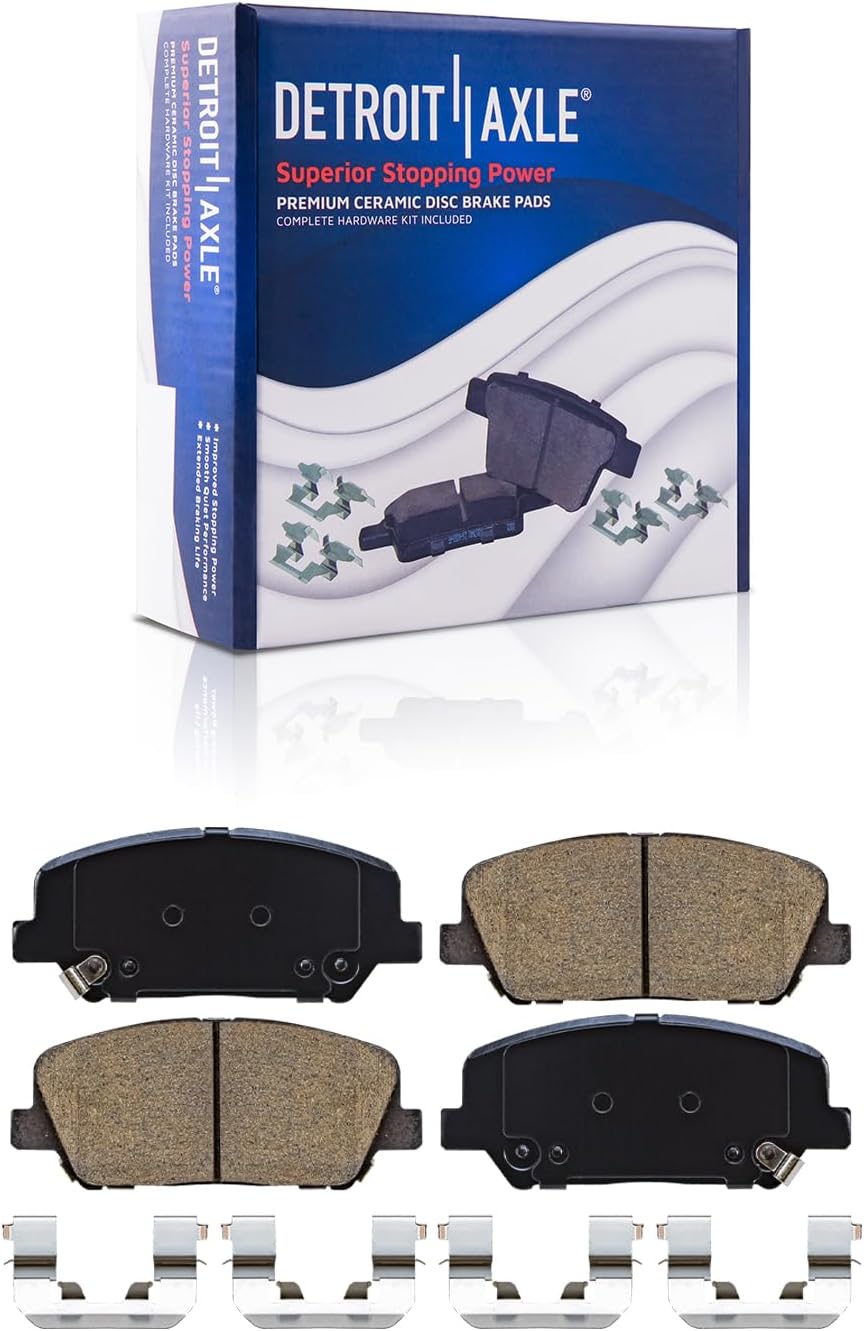 Detroit Axle - 11.81' (300mm) Front Disc Brake Rotors + Ceramic Brake Pads Replacement for Kia Forte5 Hyundai Veloster - 4pc Set