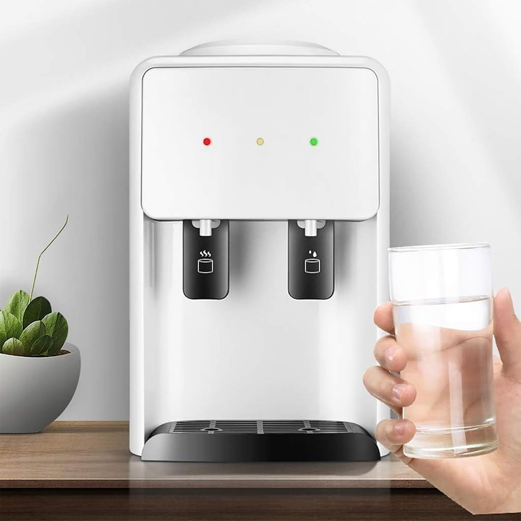 Portable Water Dispenser, Hot Cold Function, High Capacity Electric Dispenser with 2 Tap and Stainless Steel Inner Container, Bottled Water Desktop Water,