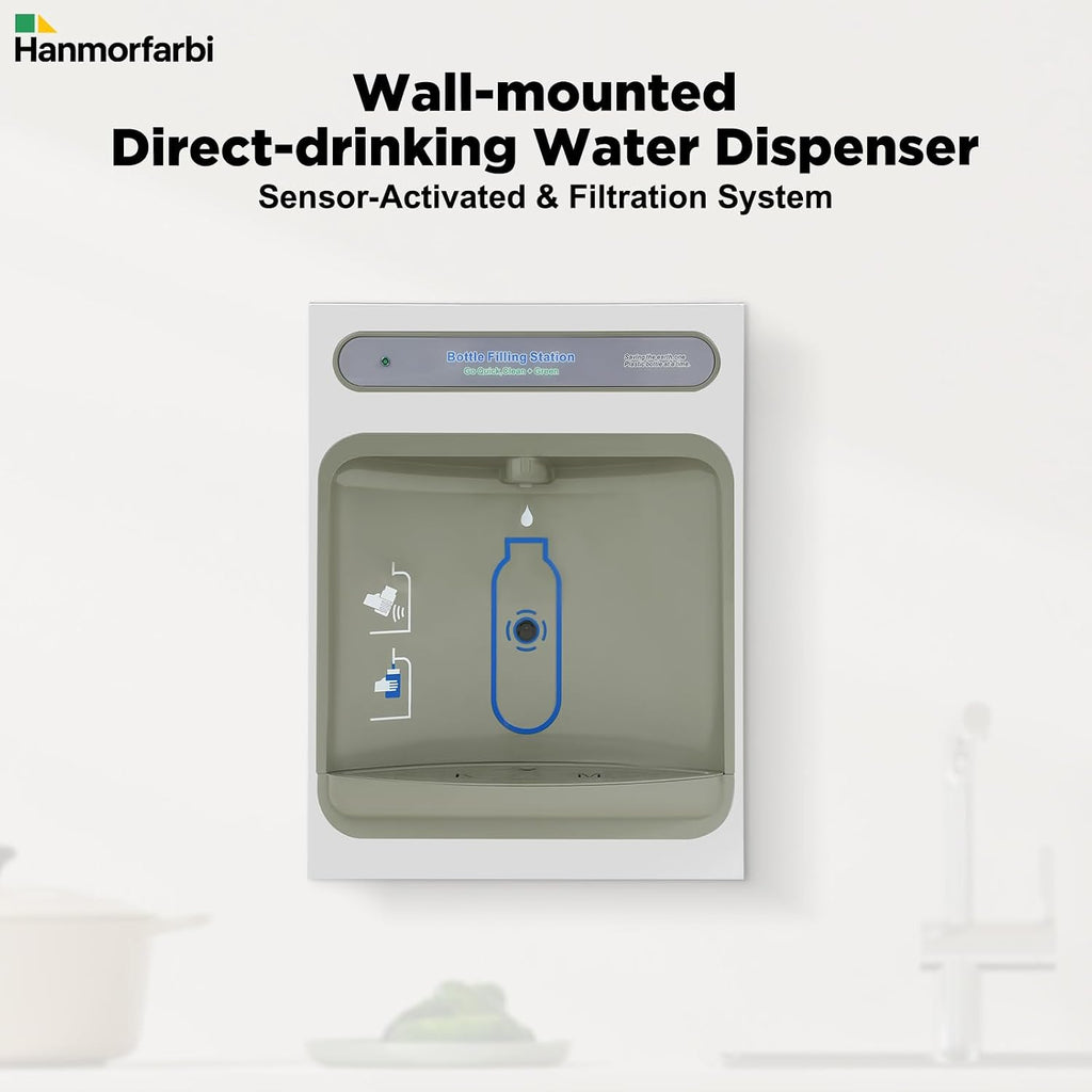 Wall Mount Water Dispenser with Sensor Touchless Faucet, Direct Drinking Filtration System, Stainless Steel Commercial Grade for Home Office Kitchen Gym, Easy Installation