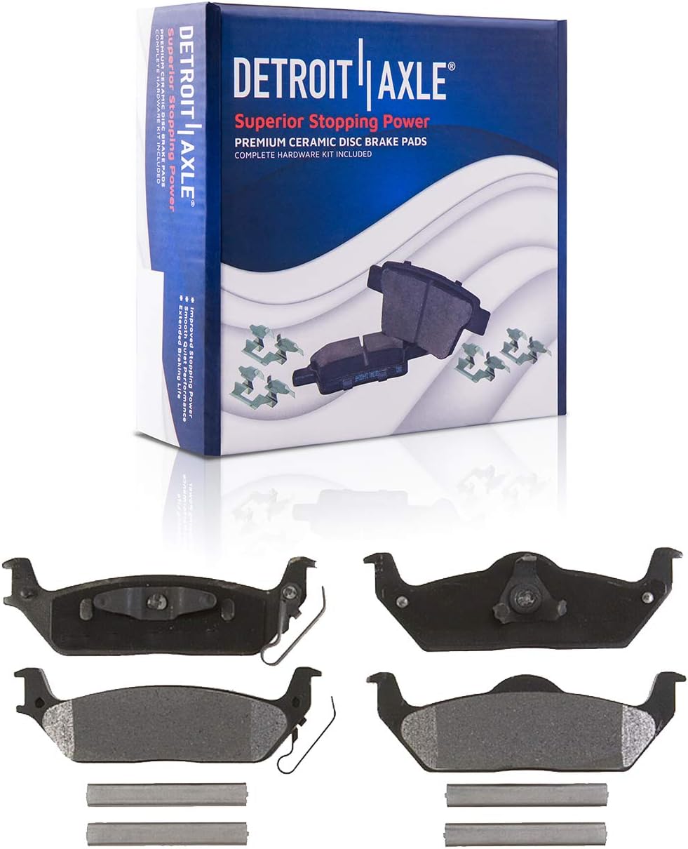 Detroit Axle - Rear Drilled Rotors Brake Pads Right Caliper Replacement for 2004-2011 Ford F-150 2006-2008 Lincoln Mark LT - 5pc Set