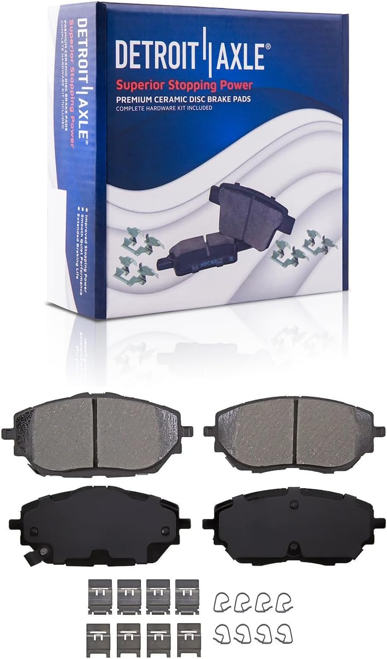 Detroit Axle - 8pc Brake Kit for Toyota 2019 2020 2021 2022 C-HR, Drilled and Slotted Disc Brake Rotors Ceramic Brakes Pads with Hardware Replacement : 12.01' inch Front and 11.50' inch Rear Rotor