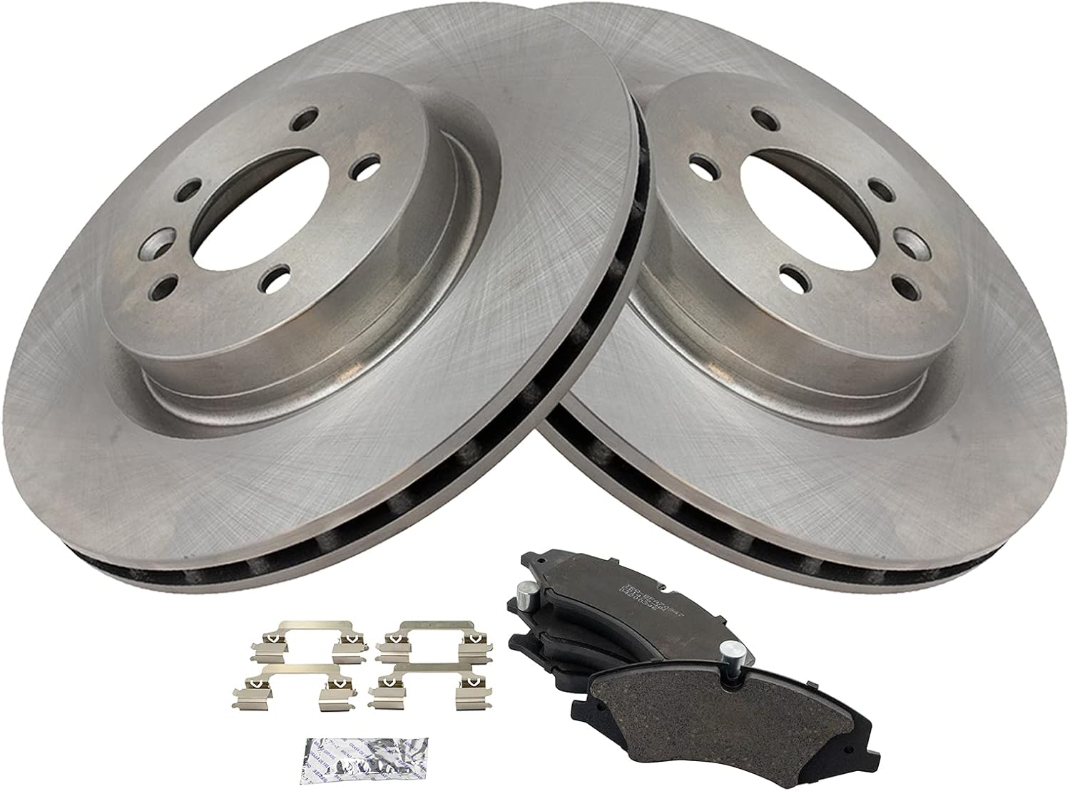 TRQ Front Brake Pad and Rotor Set Ceramic Vented Rotors Compatible with 2017 Land Rover Discovery 2010-2016 LR4 2014-2017 Range Rover 2011-2017 Range Sport