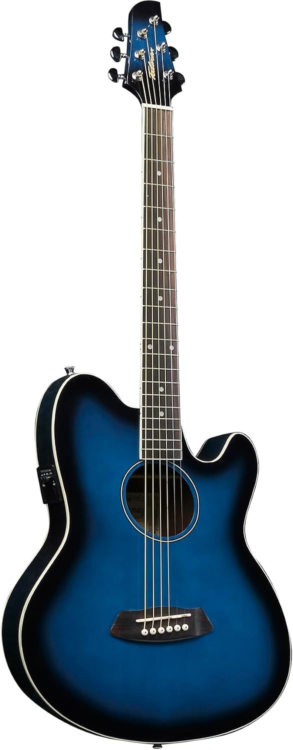 Ibanez TCY10E Talman Acoustic-Electric Guitar - Transparent Blue Sunburst Bundle with Case, Strap, D'Addario Strings, Picks, Austin Bazaar Instructional DVD, and Polishing Cloth