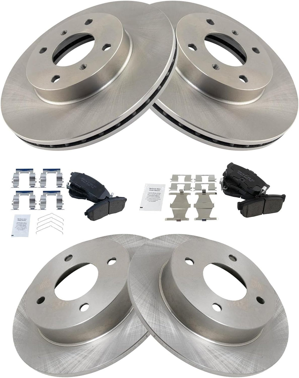 TRQ Front and Rear Brake Pad and Rotor Set Ceramic Compatible with 1999-2001 Infiniti G20 1993-2001 Nissan Altima 2000-2001 Sentra