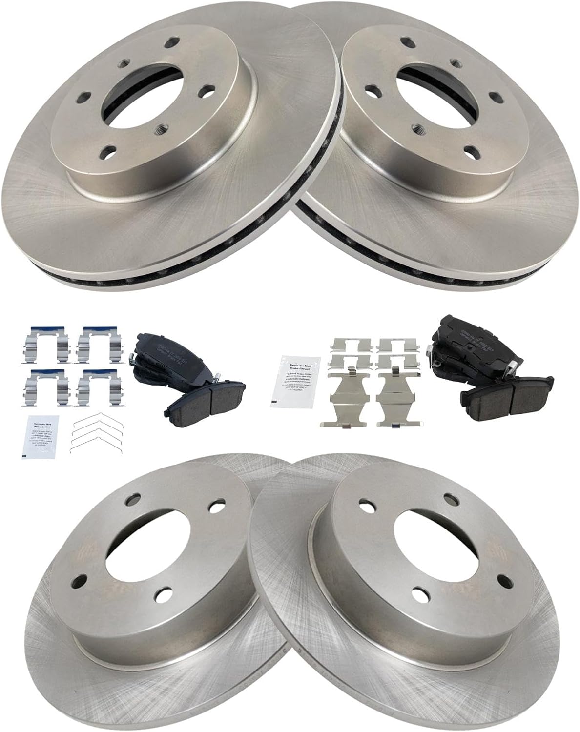 TRQ Front and Rear Brake Pad and Rotor Set Ceramic Compatible with 1999-2001 Infiniti G20 1993-2001 Nissan Altima 2000-2001 Sentra