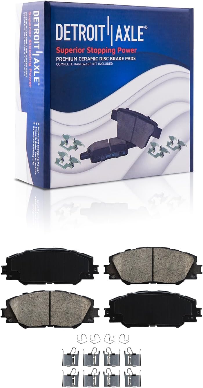 Detroit Axle - 8pc Brake Kit for Toyota 2016-2020 Mirai 11.65' inch Front and 11.42' inch Rear Disc Brake Rotors Ceramic Brakes Pads with Hardware 2017 2018 2019 Replacement