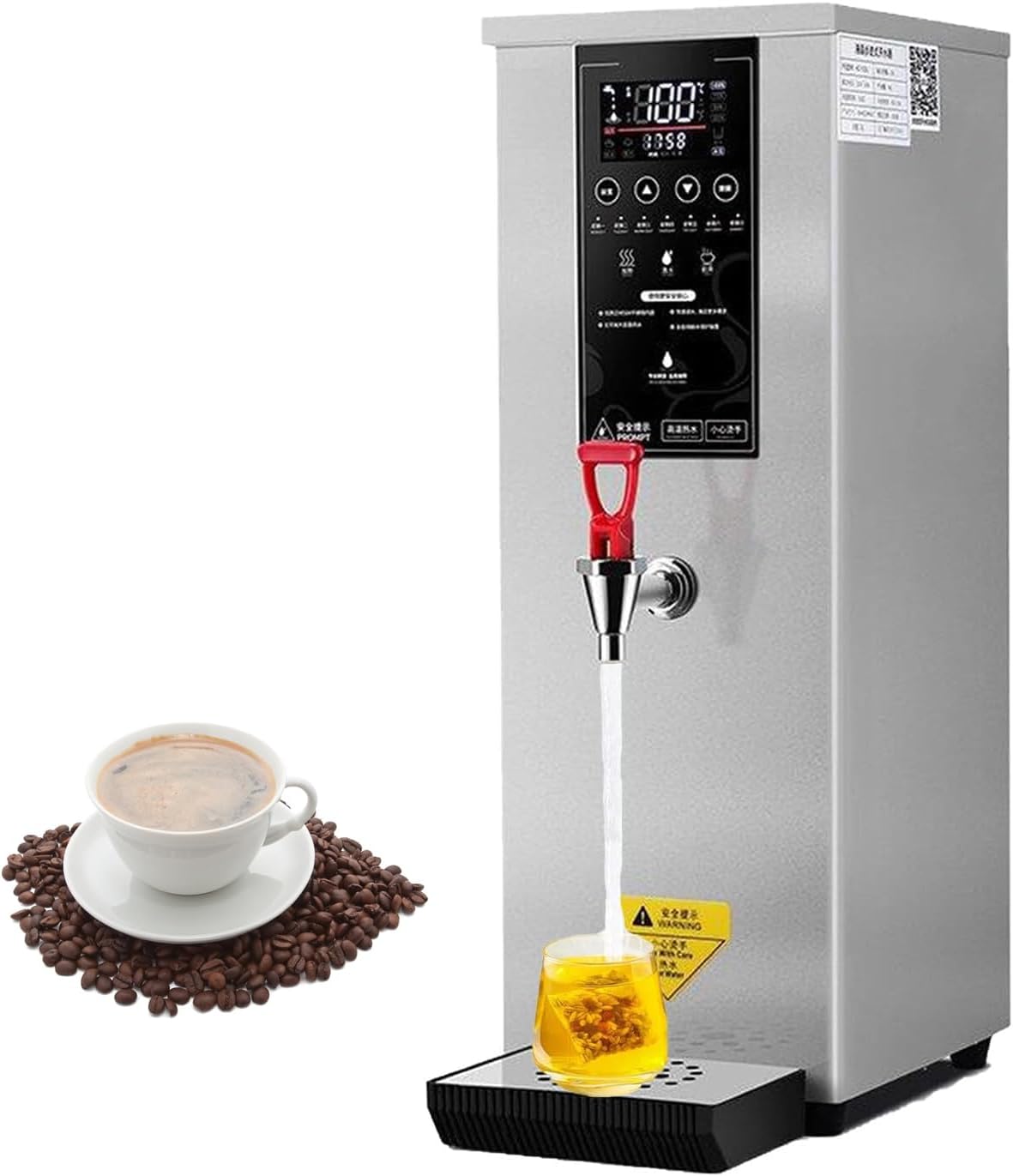 Commercial Hot Water Dispenser, Stainless Steel Autofill Boiler, 2.5kW Electric Countertop, Non Drip Tap, Ideal for Tea, Coffee, Desserts in Hotels and Cafés (C Silver)
