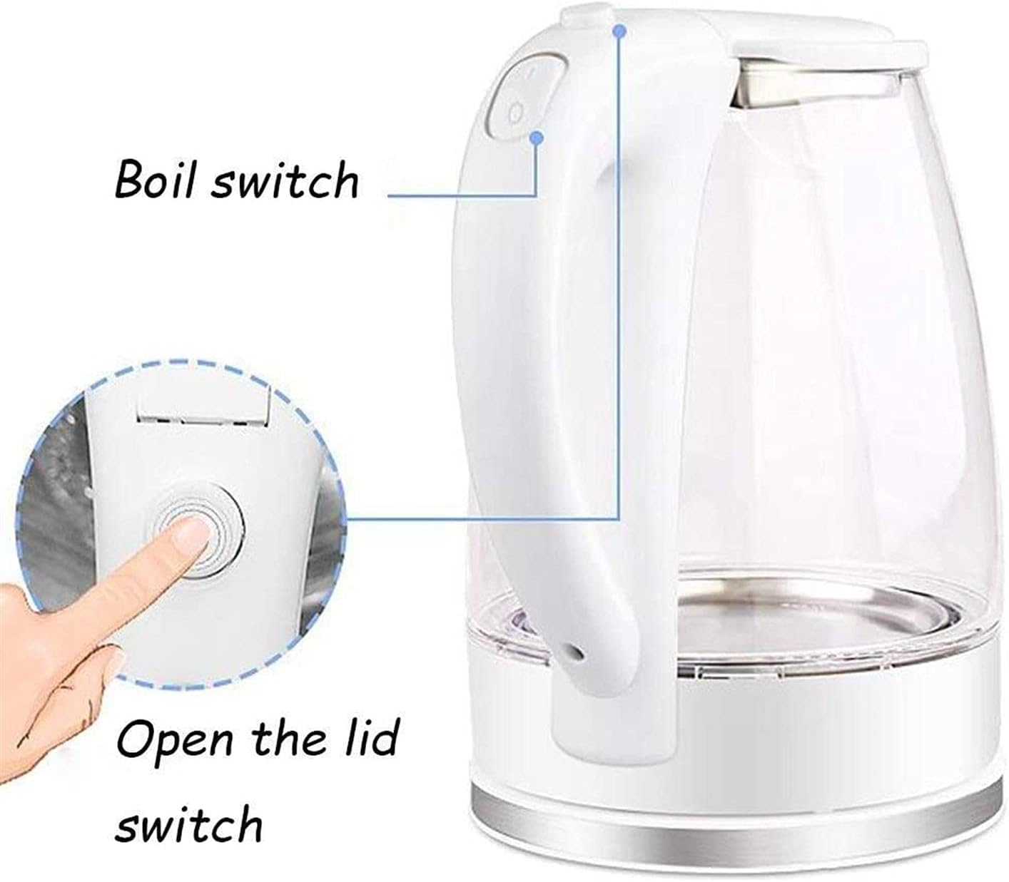 Electric Kettles Boiling Water,1.8L Glass Fast Boil Electric Kettle With LED Indicator Light, Boil-Dry Protection, Auto Shut-off, Hot Water Dispensers