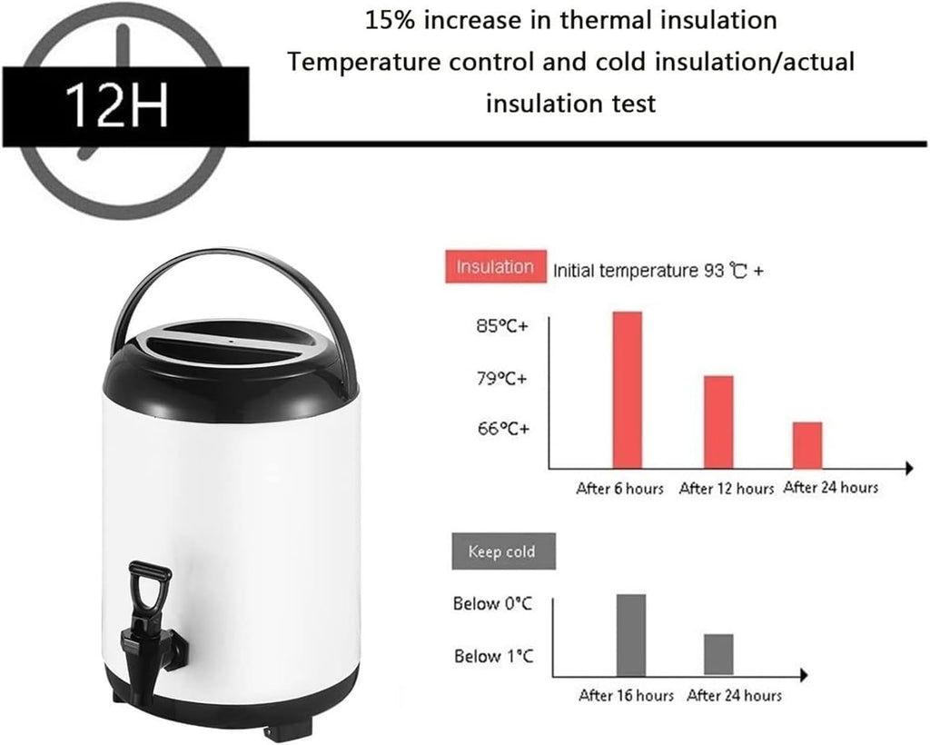 Stainless Steel Hot And Cold Water Dispenser 6L 8L 10L 12L Urn Boiler - Portable Large Capacity Sealing Teapot With Faucet For Catering, Office, Hotels, Party(Blue,12L)