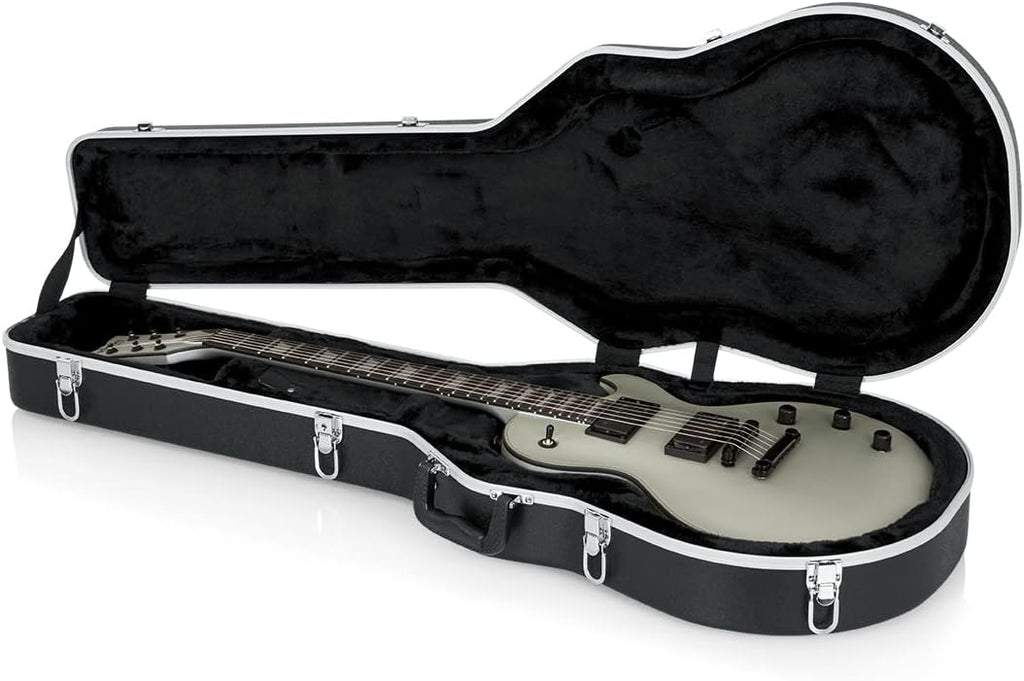 Gator GC-LPS Deluxe Molded Case for Single-Cutaway Electric Guitars such as Gibson Les Paul Guitars - Black Bundle with Cable, Strap, Picks, and Austin Bazaar Polishing Cloth