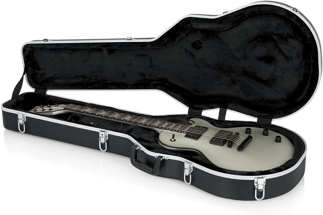 Gator GC-LPS Deluxe Molded Case for Single-Cutaway Electric Guitars such as Gibson Les Paul Guitars - Black Bundle with Cable, Strap, Picks, and Austin Bazaar Polishing Cloth