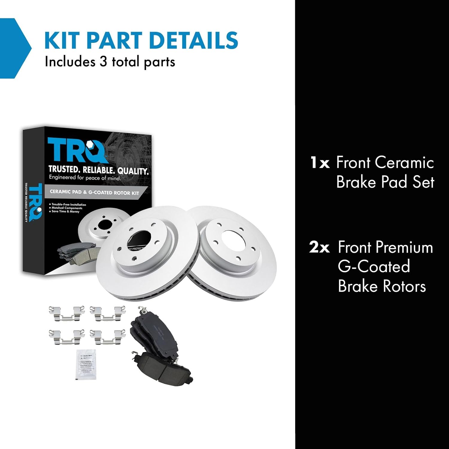 TRQ Front Ceramic Brake Pad and Rotor Set Coated Compatible with 2013-2023 Nissan Altima