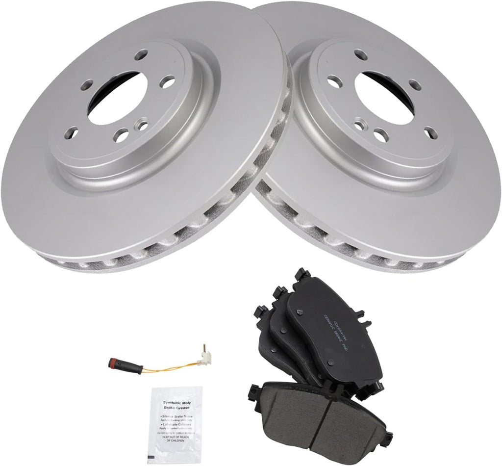 TRQ Front Brake Pad & Rotor Kit, with Chemical Kit Ceramic Premium G-Coated Compatible with 2017-2018 Infiniti QX30 2014-2019 Mercedes-Benz CLA250 2015-2019 GLA250