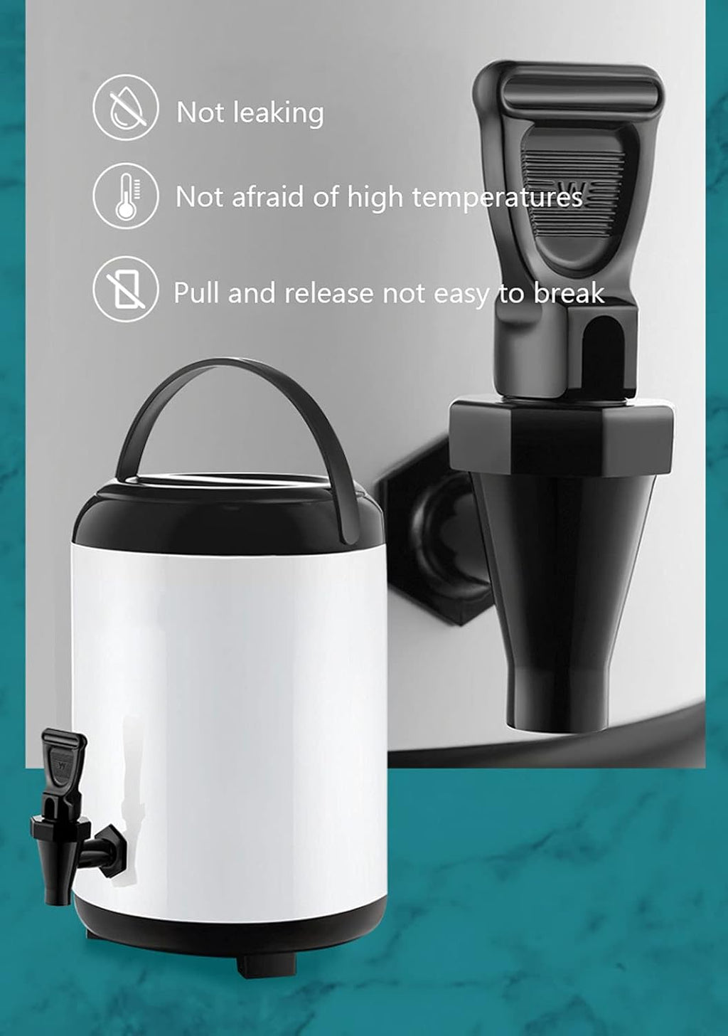 Drink Dispenser Commercial Insulation Barrel Water Dispenser with Tap and Stand, Hot Beverage Dispenser for Hot Water Milk Coffee Tea, Keep Warm for 6-8 Hours for Parties