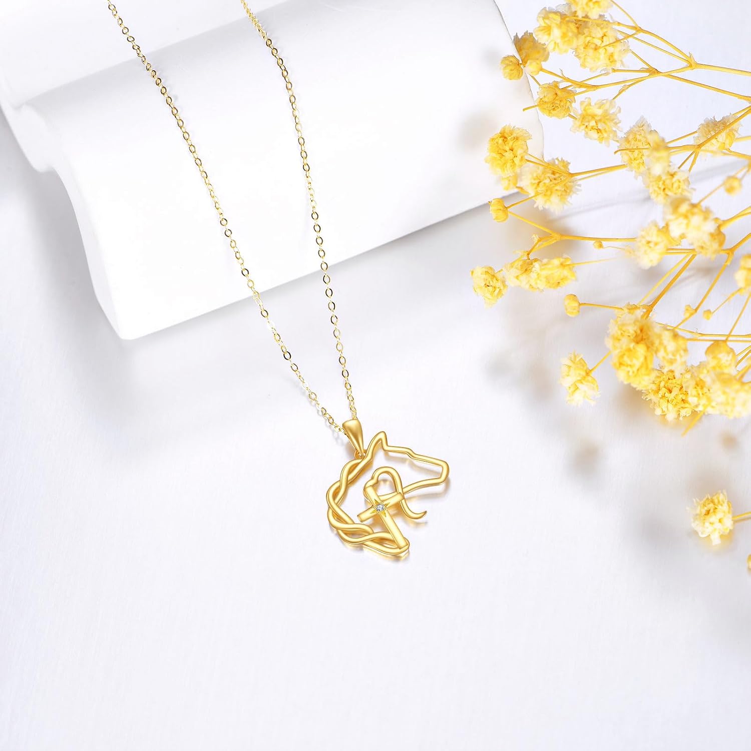 KECHO Christmas Gifts 14k Solid Gold Animals Necklace for Women Giraffe Bee Elephant Ladybug Koala Axolotl Horse Unicorn Cat Necklaces Pendant Jewelry Mothers Day Birthday for Mom Wife Friends