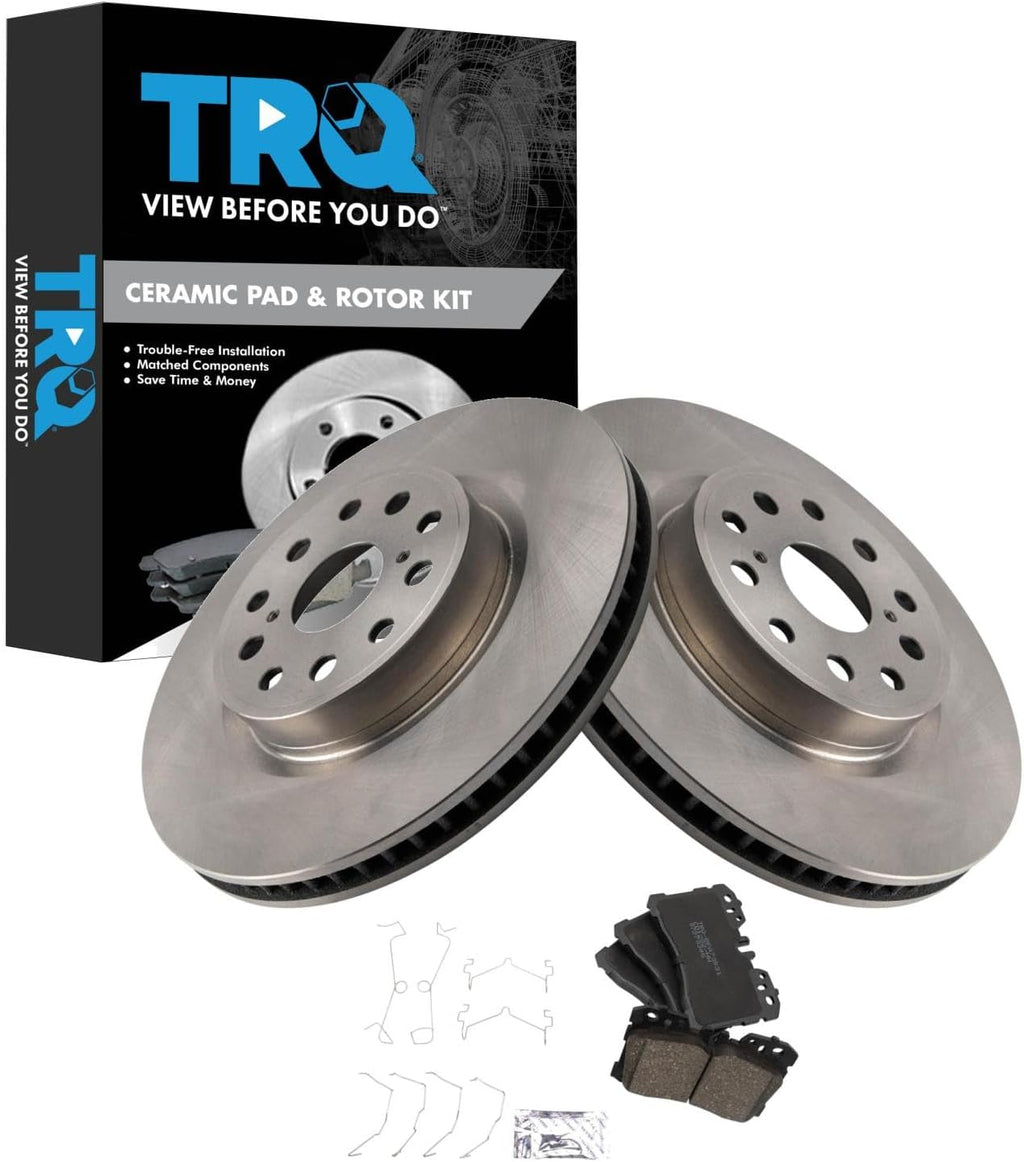 TRQ Front Brake Pad and Rotor Set Ceramic Vented Rotors Compatible with 2007-2017 Lexus LS460