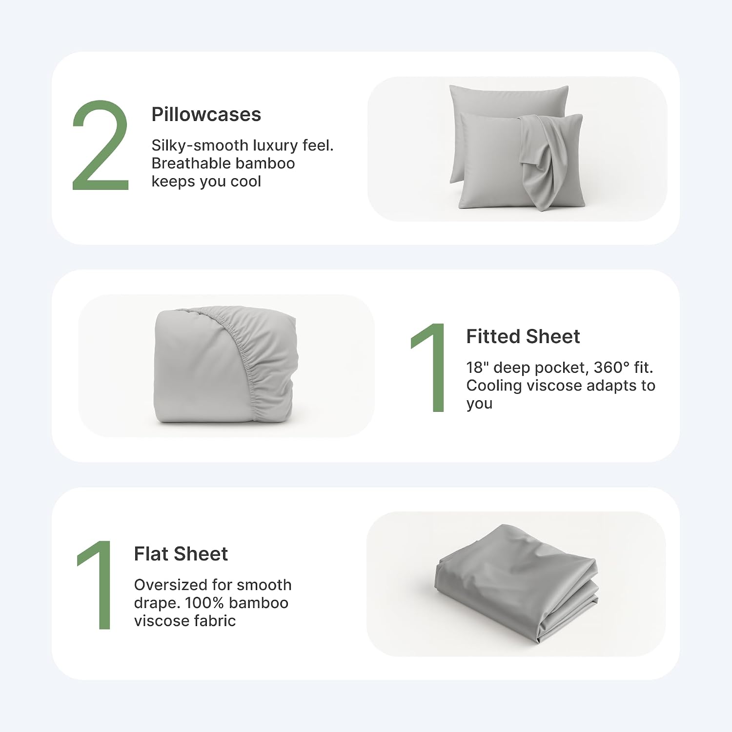 BedVoyage - Viscose from Bamboo Split King Size Sheets Set - Luxury 5pc King Sheet Set - Cooling Bed Sheets 18' Deep Pocket - Ultra Soft Sheet and Pillowcase Sets - Stone