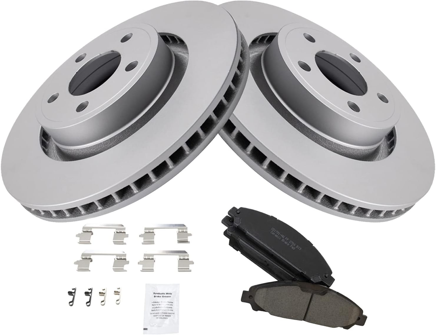 TRQ Front Brake Pad and Rotor Set Ceramic G Coated Vented Rotors Compatible with 2015-2017 Ford Mustang