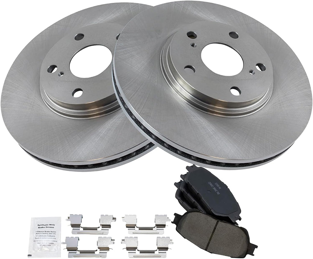 TRQ Front Brake Pad & Rotor Kit Ceramic Compatible with 2004-2006 Lexus ES330