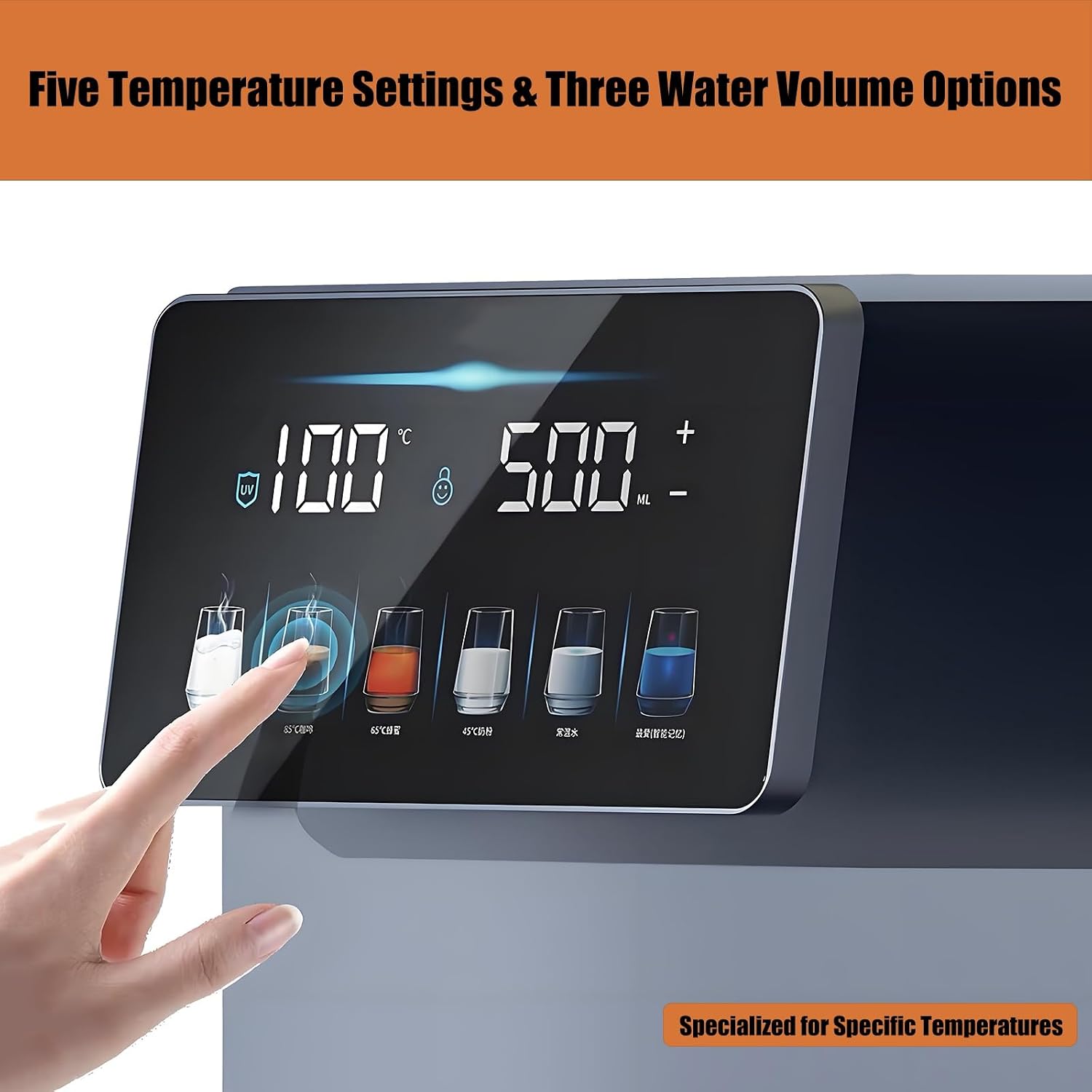 Wall-Mounted Mains Fed Unit Water Dispenser, Automatic Kitchen Cold Despenser with Safety Children's Lock, Hot Water 20L/h, for House Hold/Office(Black)