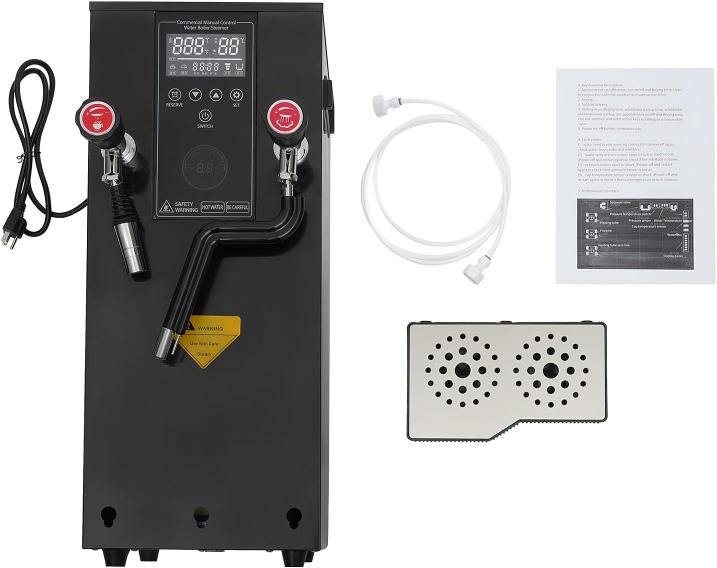 Step-Heating Commercial Hot Water Dispenser Countertop 3000W Fast Ready Water Boiler Machine Automatic 12L Water Boiler for Restaurant, Home, Office(12L,Black)