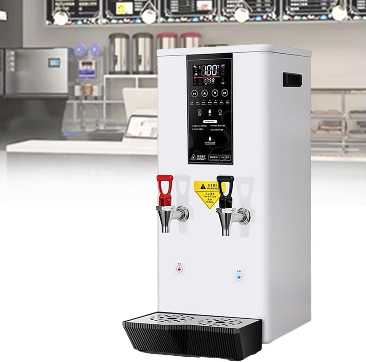 3000w Stainless Steel Commercial Hot Water Boiler, 45l Large Capacity, with LCD Display, Step Heating, Automatic Water Supply, Suitable for Restaurants, Churches, Schools,White-220V