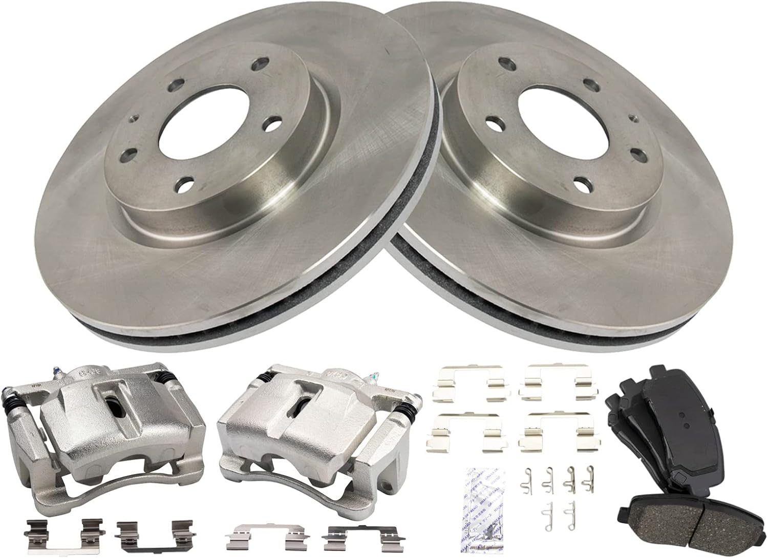 TRQ Front Brake Pad and Rotor Set Ceramic Rotors Calipers Compatible with 2013-2015 Mazda CX-5