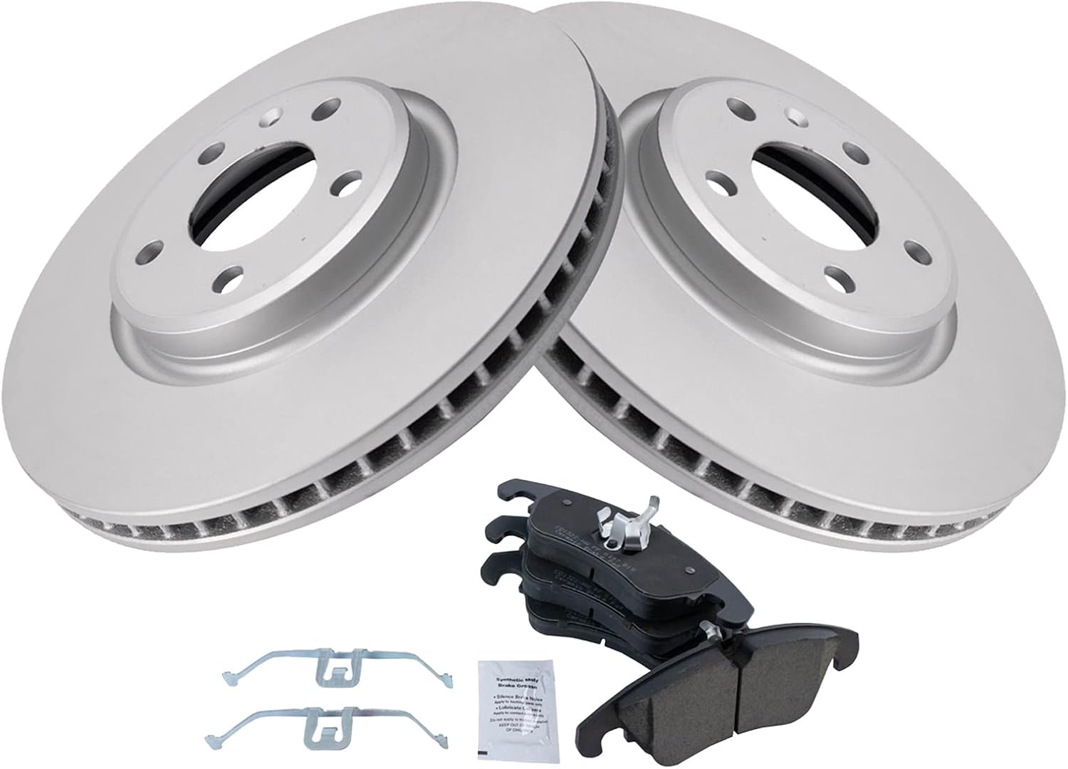 TRQ Front Brake Pad and Rotor Set Ceramic Coated Vented Rotors Compatible with 2009-2012 Q5 2011-2016 A4 2012-2017 A5 2013-2016 Allroad 2012-2015 A6 2014-2015 A7 Quattro