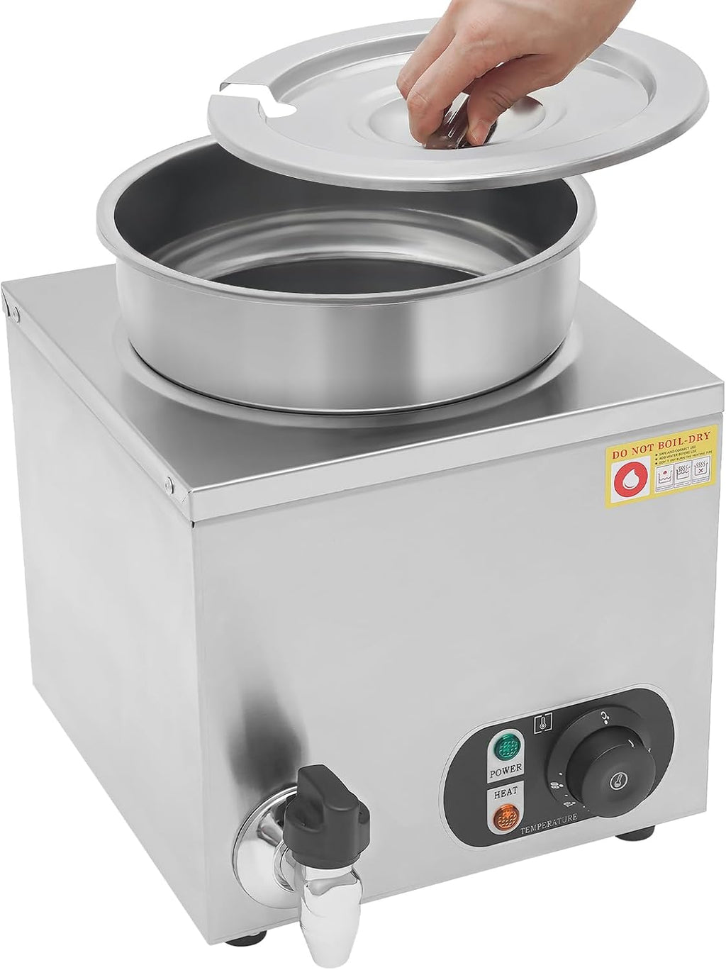 Commercial Soup Warmer Stainless Steel Cheese Warmer with 1.85Gal Soup Pot & Adjustable Temperature 86-185℉Commercial Hot Fudge Dispenser Food Warmer for Buffets, Restaurants, Stores