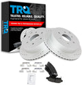 TRQ Performance Rear Brake Pad and Rotor Set Ceramic Drilled Slotted G Coated Rotors Compatible with 2005-2019 Nissan Frontier 2005-2015 Xterra 2009-2012 Suzuki Equator