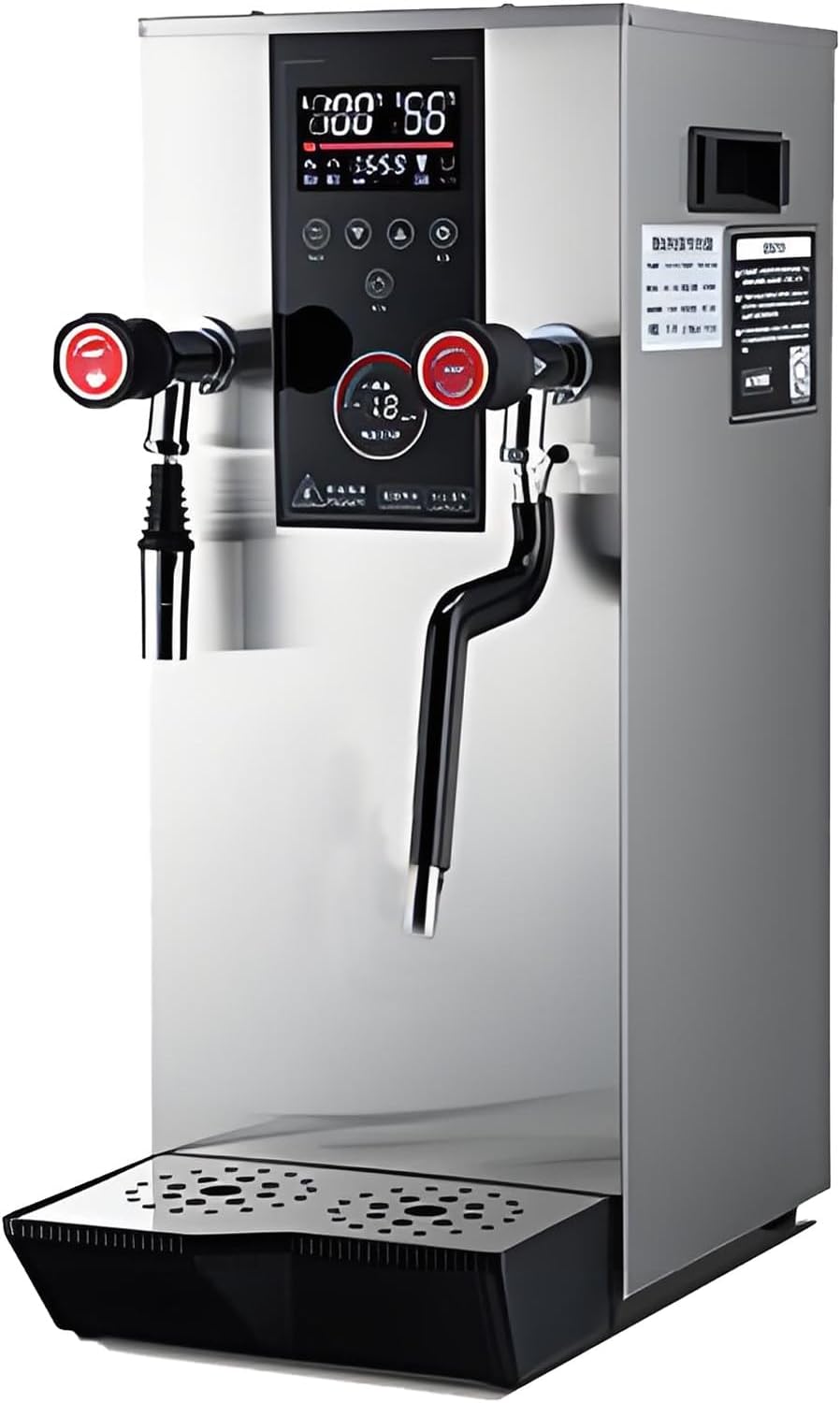 Coffee Foam Machine Steamer 2500W 12L Step-Heating Electric Hot Water Dispenser Countertop with Removable Drip Tray, for Rapid Serving in Restaurant, Boba Tea Shop Silver-110V
