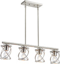 mavcadonf Kitchen Island Light, 4-Light Dining Room Lighting Fixtures Hanging, Farmhouse Linear Pendant Light for Kitchen Island Table Living Room with Adjustable Rods, Brushed Nickel