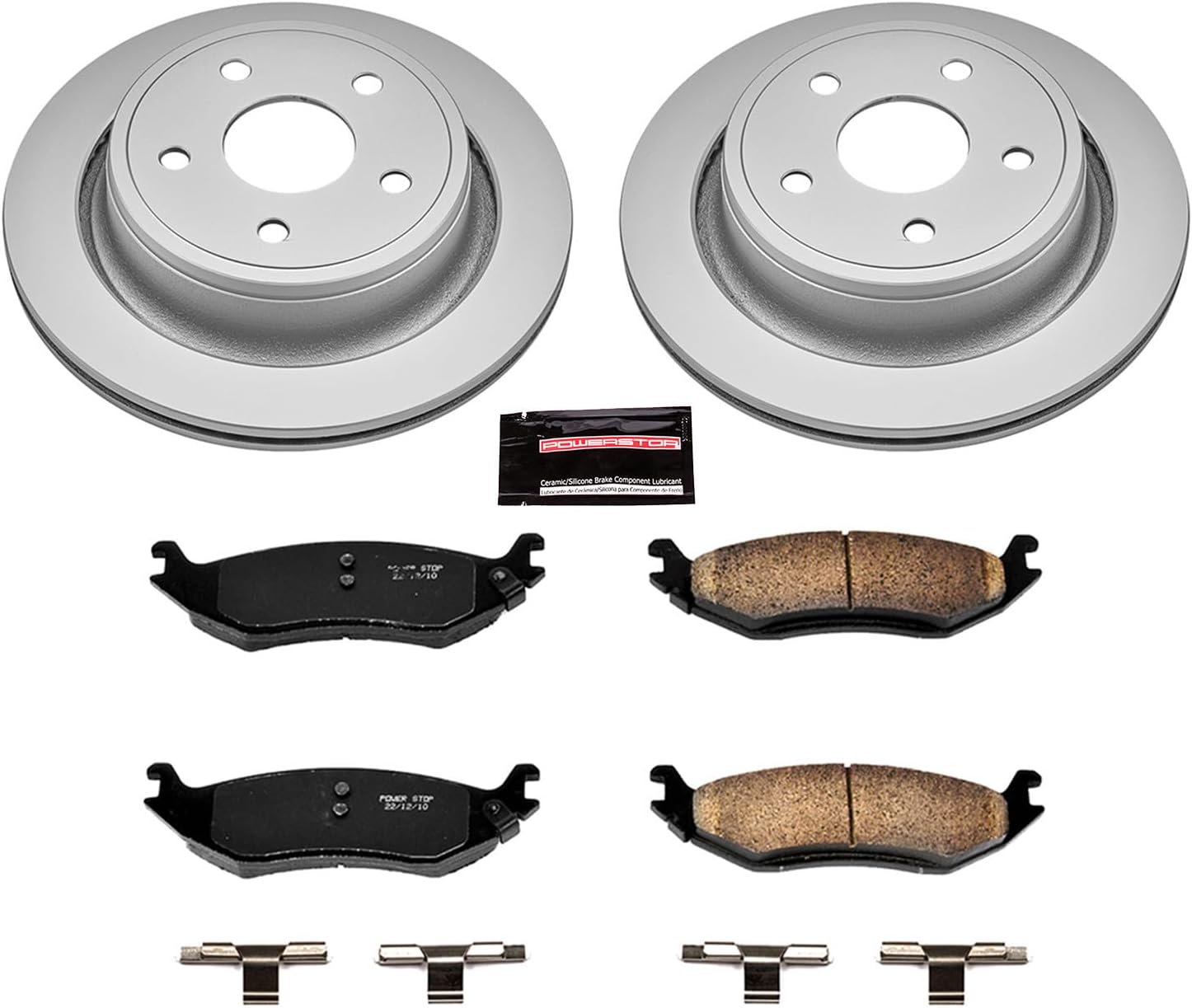 PowerStop Rear Brake Kit for Chrysler Aspen 2007-09 |Dodge Durango 2004-09 |Ram 1500 2002-10 |Ram 1500 2011-18 - Fully-Coated Disc Rotors with Z17 Ceramic Brake Pads Replacement, CRK2172